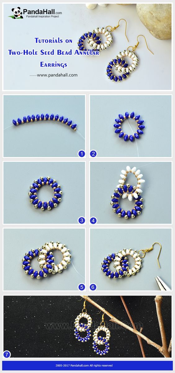 the instructions for making beaded earrings with beads and pearls, including an earring