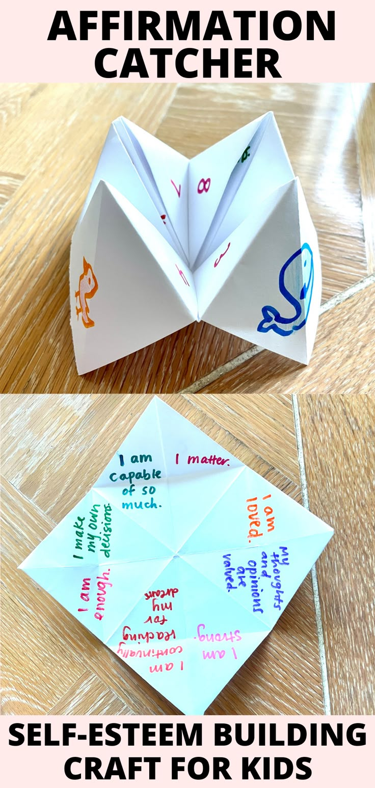 an origami paper boat with the words self - written on it