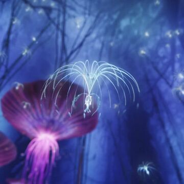 a blurry image of fireworks in the air above trees and flowers with purple lights