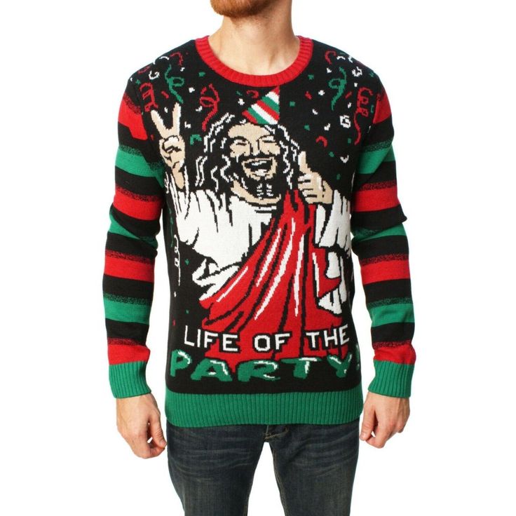 Ugly Christmas Sweater Jesus Life Of The Party Mens Small New Condition: New With Tags. Shipping: One Day Handling. Returns: 30 Day Returns Paid For By Buyer. Item Must Be In Same Condition Received In, No Exceptions. Honest Seller With Items From A Clean, Smoke Free Home. Thank You For Looking At My Item And Let Me Know If You Have Any Questions. Creative Ugly Christmas Sweater, Ugly Christmas Sweater Outfit, Christmas Sweater Outfits, Mens Ugly Christmas Sweater, Sweater Plus Size, Sweater Plus, Party Sweaters, Christmas Sweater Men, Ugly Christmas Sweater Party