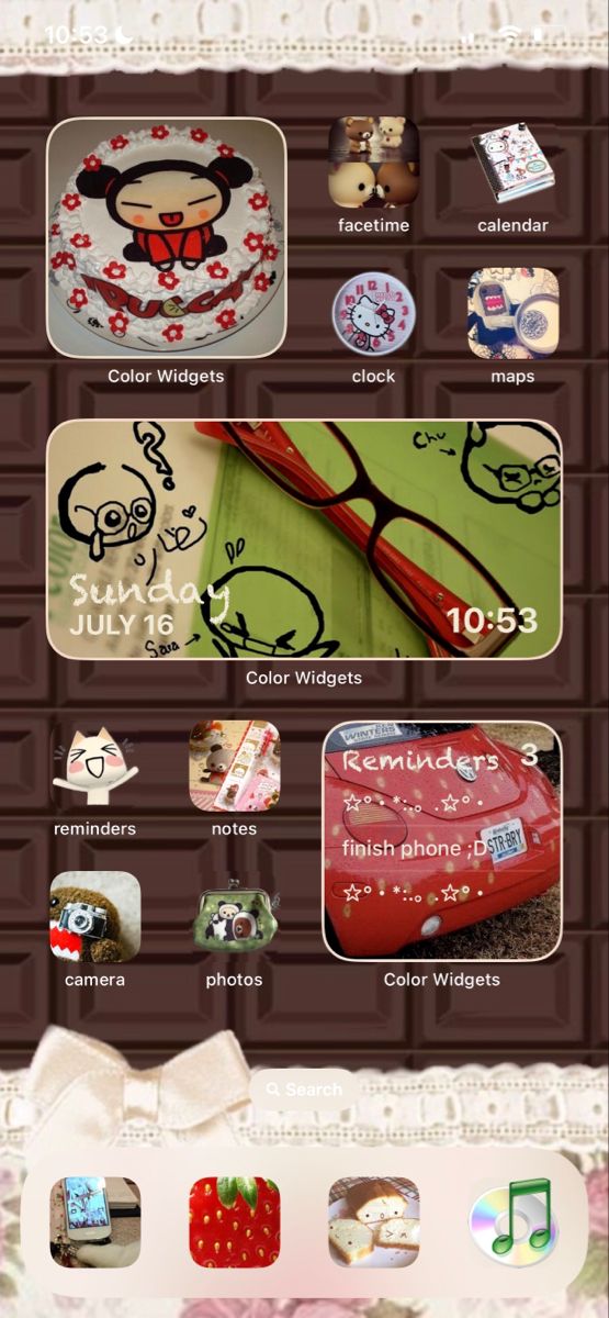 an image of a cell phone screen with many different pictures on the back and side