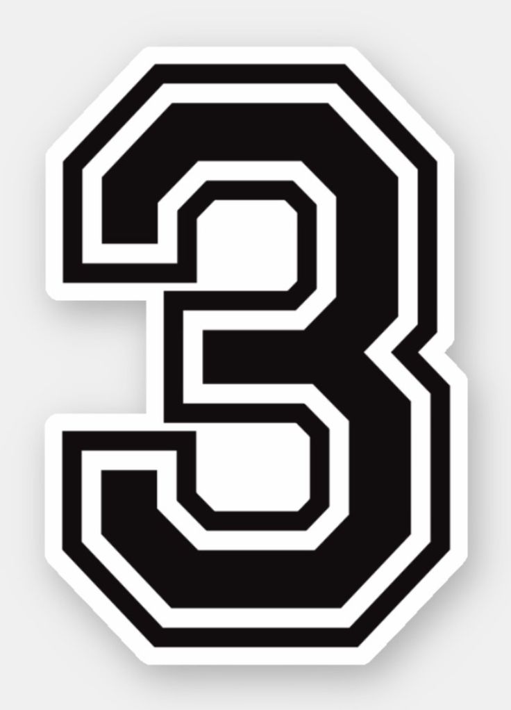 the number three is shown in black and white