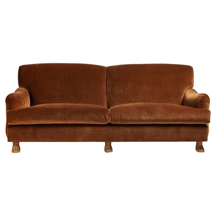 The Carl Sofa 84” is Martin & Brockett’s take on a traditional English roll arm, featuring our signature Lupa foot. A deep seat cushion and tight back make for a relaxed seating experience, uncompromised in style. L 84 in. x D 42 in. x H 32 in. Sold as C.O.M. only. - 22 Yards Custom sizes and wood finishes available. Lead time: 9-10 weeks. Sofa With Tall Arms, Half Leather Half Fabric Couch, Olive/ Brown Sofas With Piping, Right Arm Only Sofa, Tight Back Rolled Arm Sofa, Tan Rolled Arm Sofas, English Arm Sofas, Turner Roll Arm Leather Sofa, Sofa With Carved Wood Paw Arm