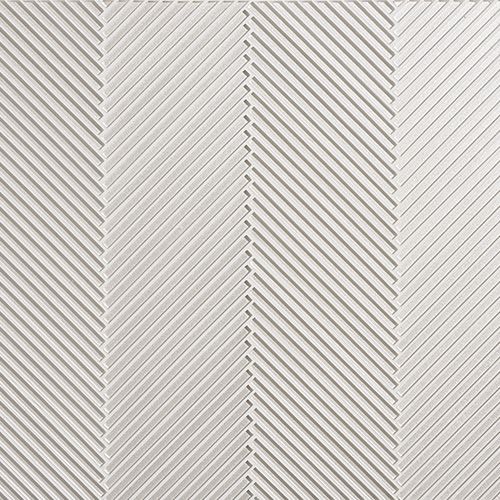 a white textured wallpaper with diagonal lines in the center and two verticals on each side