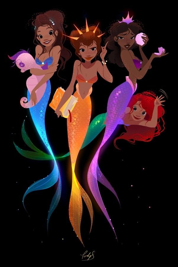 the little mermaids are all dressed up in their costumes