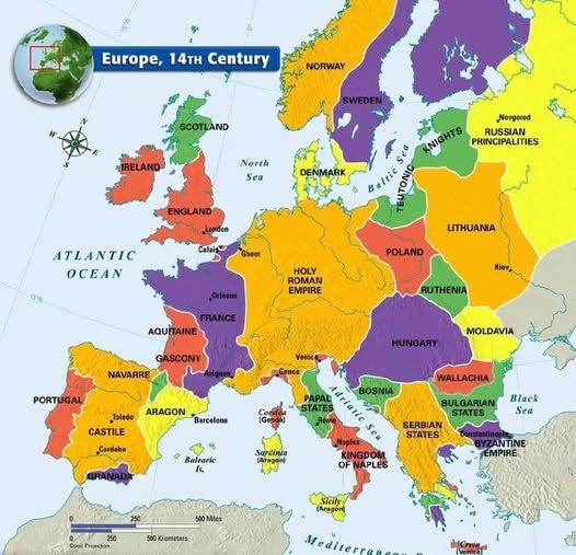 the map shows europe in different colors