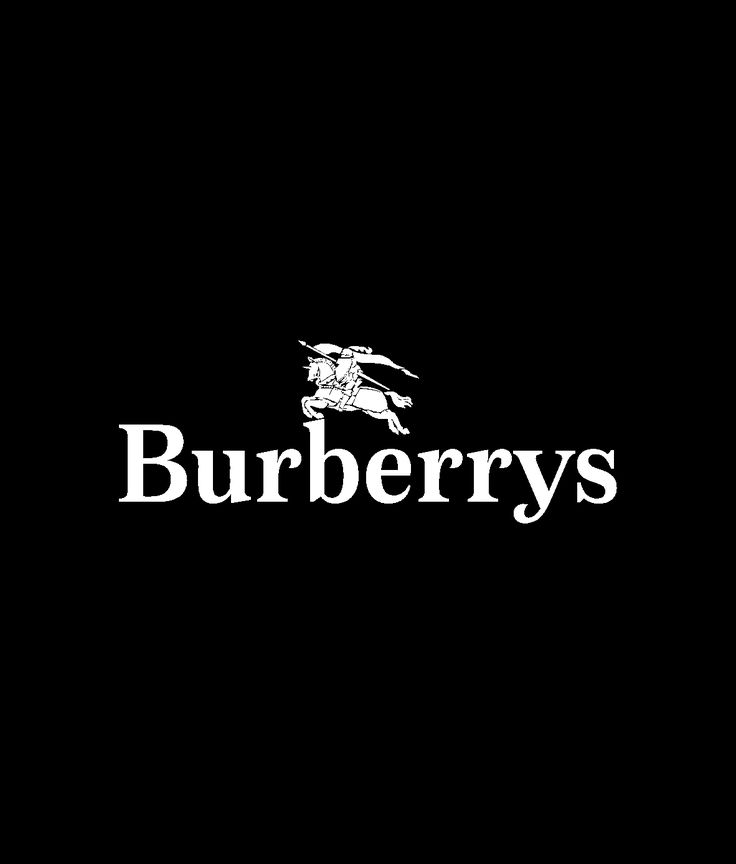 the logo for burbery's is shown in black and white on a dark background