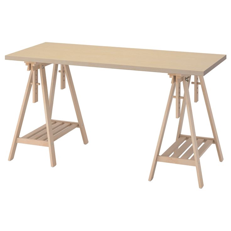 a black table with two wooden legs