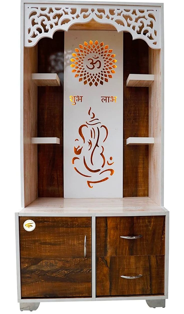 Simple Mandir Design For Home, Wooden Temple For Home, Pooja Door, Bad Room Design, Durga Photo, Wooden Almirah, Modern Tv Unit Designs, Flush Door Design, Down Ceiling Design