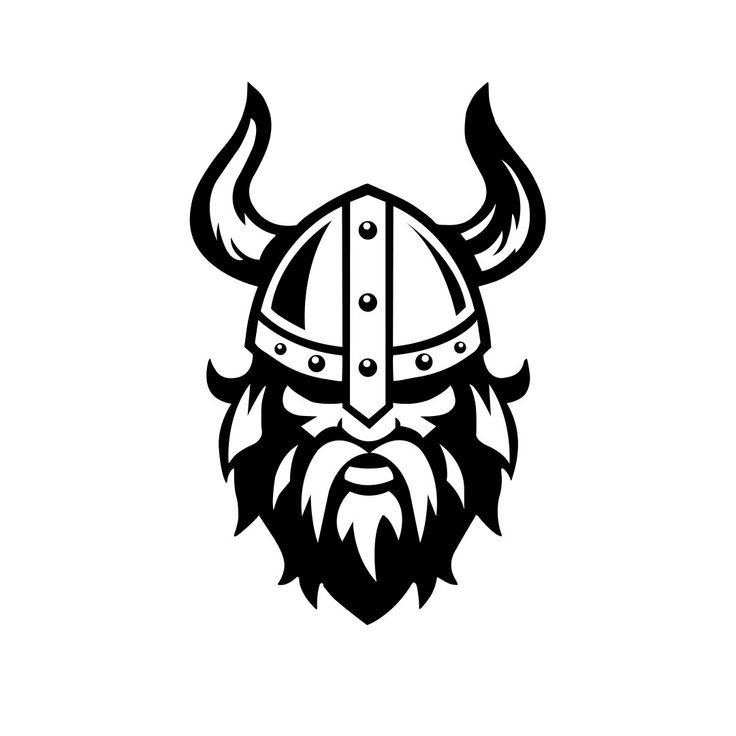 a black and white image of a viking helmet with long horns on it's head