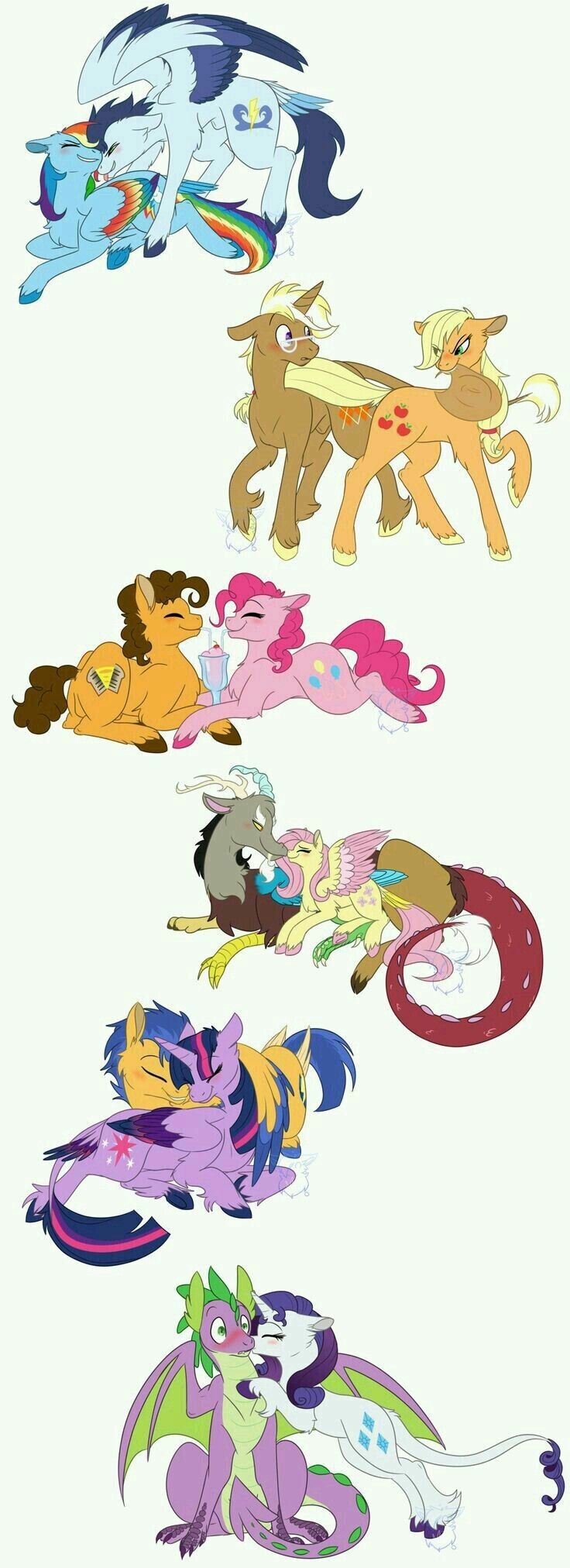 many different types of cartoon characters are shown in this image, including ponys and ponies