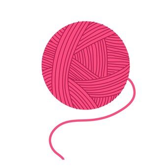 a ball of yarn with a pink thread in the shape of a ball on a white background