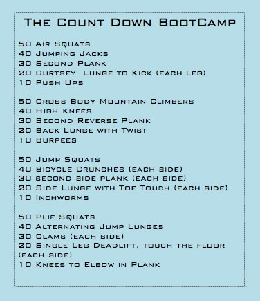 the count down boot camp flyer with instructions for how to use it and what to do