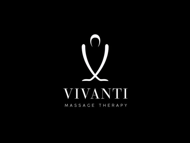 the logo for vivanti massage therapy, which is designed in black and white