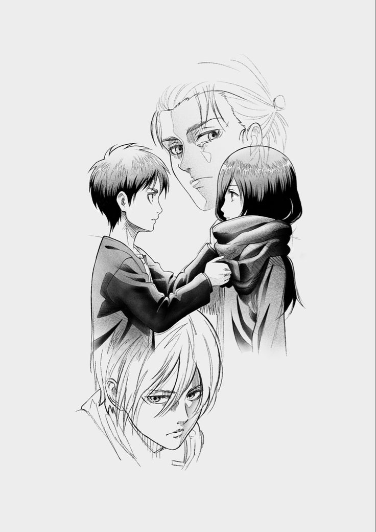 two anime characters are hugging each other in black and white, with one holding the other's hand