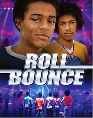 the movie roll bounce features two young men in front of a stage with bright lights