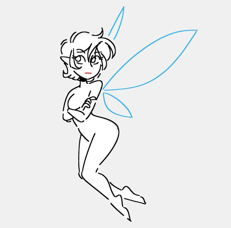 a drawing of a cartoon fairy sitting on the ground