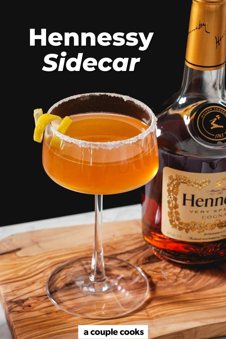 Hypnotic And Hennessy Drinks, Hennessy Lemon Drop, Hennessy Sidecar, Sidecar Drink, Sidecar Recipe, Hennessy Cocktails, Hennessy Drinks, Friday Cocktails, Sidecar Cocktail