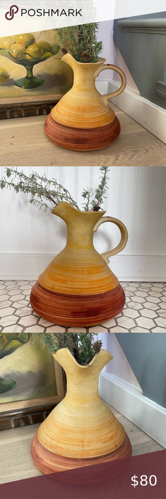 Royal Haeger Earth Tones Unglazed Pitcher Vintage home decor pottery USA Decor Pottery, Decorative Pottery, Vintage Home, Vintage Home Decor, Earth Tones, Vintage House, Chips, Felt, Closet