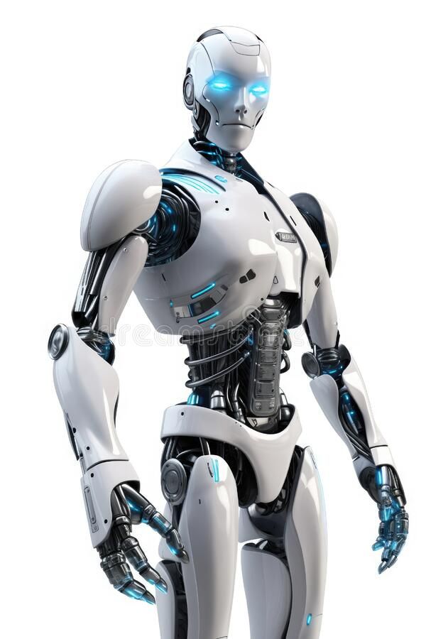 Humanoid robot stands against a stark white background Generative AI stock photo Robot Humanoid Concept Art, Android Robot Male, Humanoid Robot Art, Human Robotics, Robotic Humanoid, Robot Person, Humanoid Robot Concept Art, Male Robot, Robots And Humans