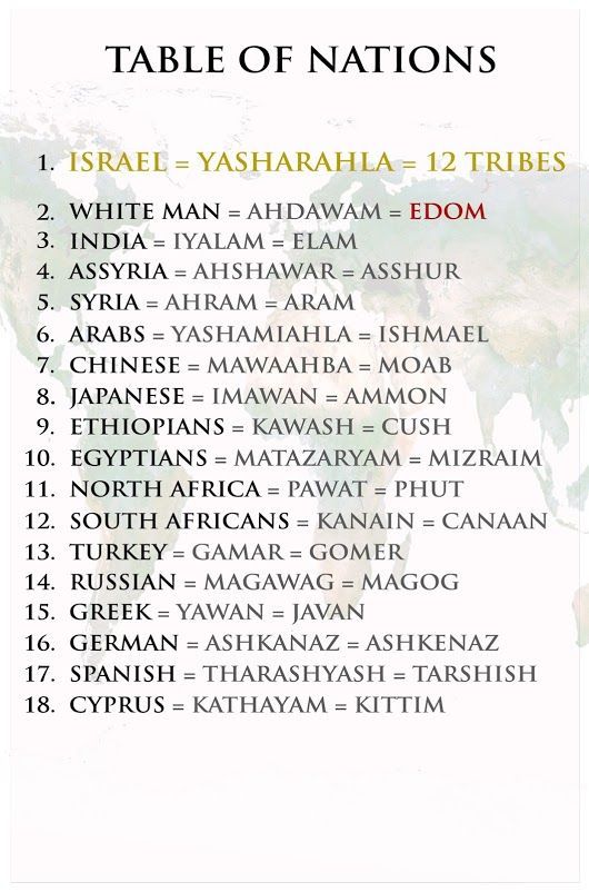 the table of nations is shown in this image