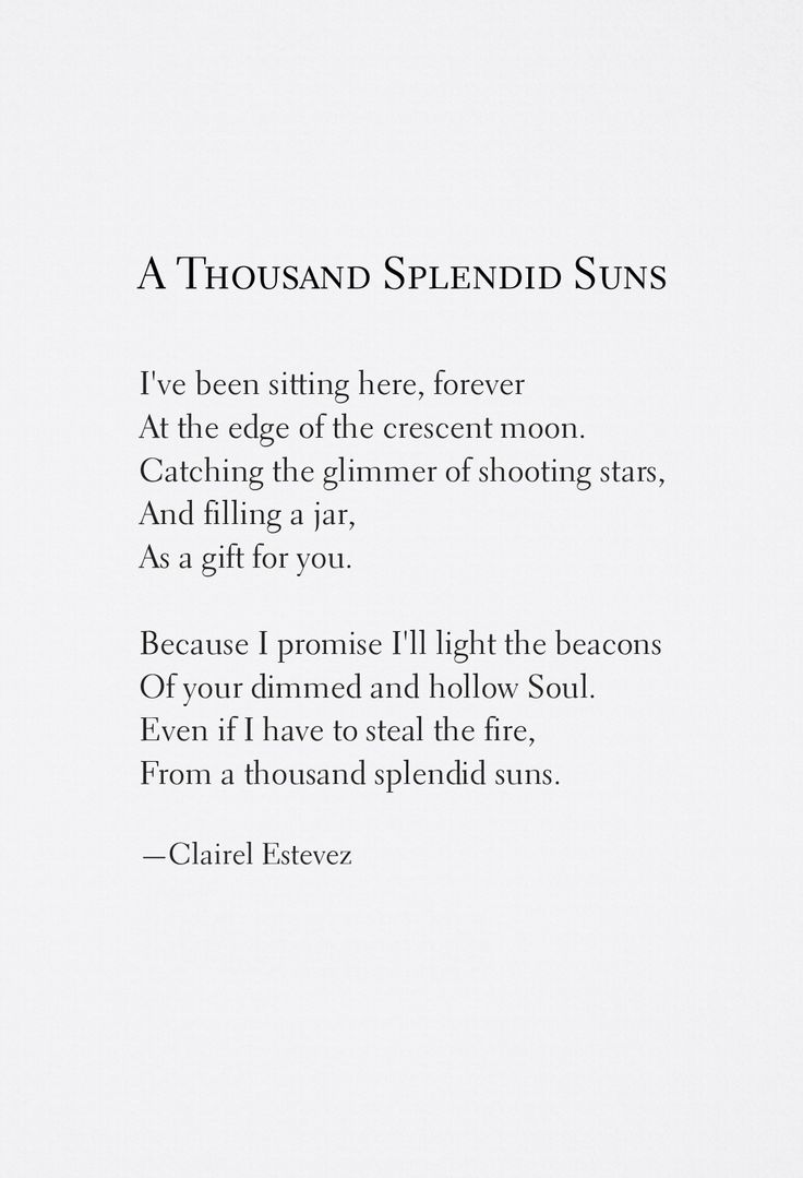 a poem written in black and white with the words, a thousand splendid suns