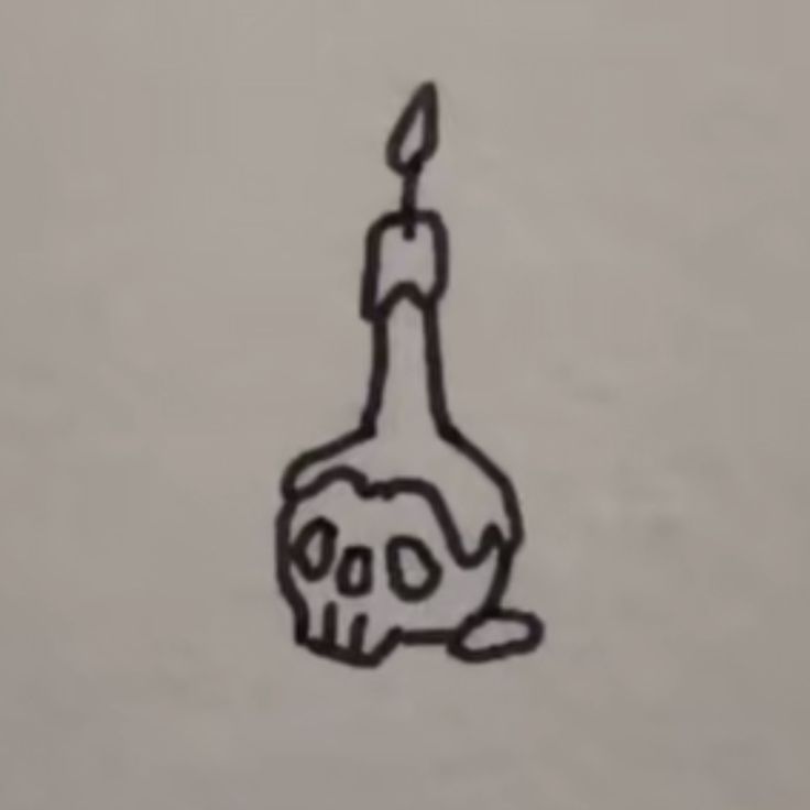 a drawing of a bottle with a candle sticking out of it's top and bottom