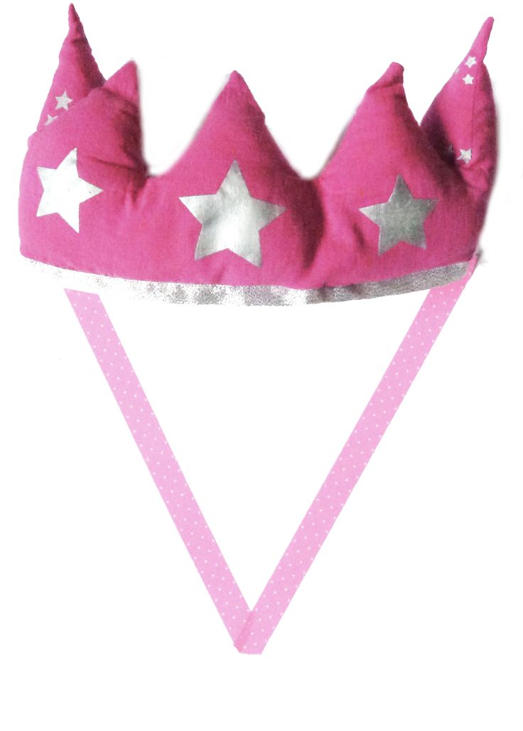 a pink crown with silver stars on it