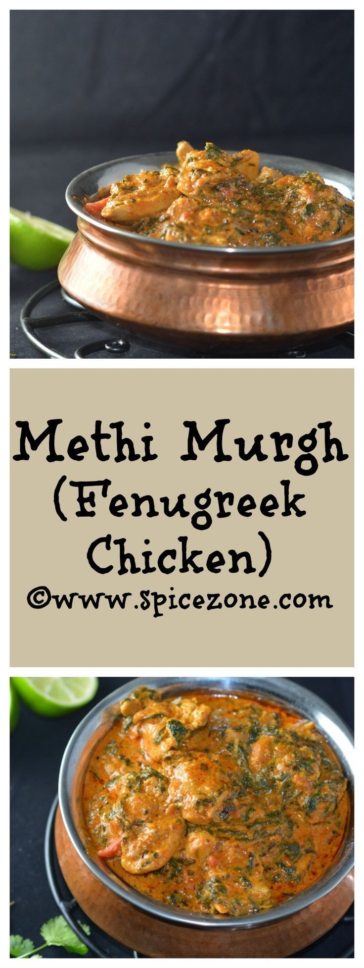 two pictures with the words methi mungh fenugpek chicken on them