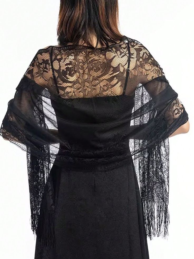 Black Elegant Collar  Fabric   Embellished   Wedding & Event Bride Party Dress, Evening Shawls, Dress With Shawl, Bridal Shawl, Lace Wrap, Wedding Shawl, Pink Scarves, Lace Scarf, Lace Shawl