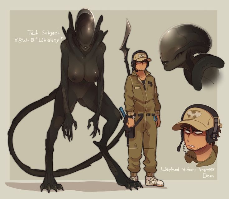 an alien is standing next to a man in uniform