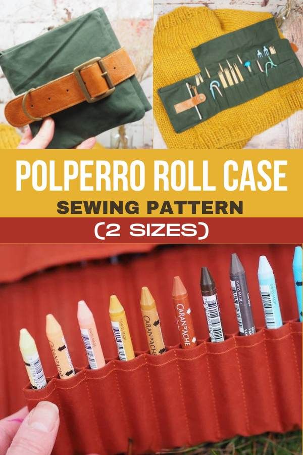 an image of a sewing case with crayons in it and the words, polperro roll case sewing pattern