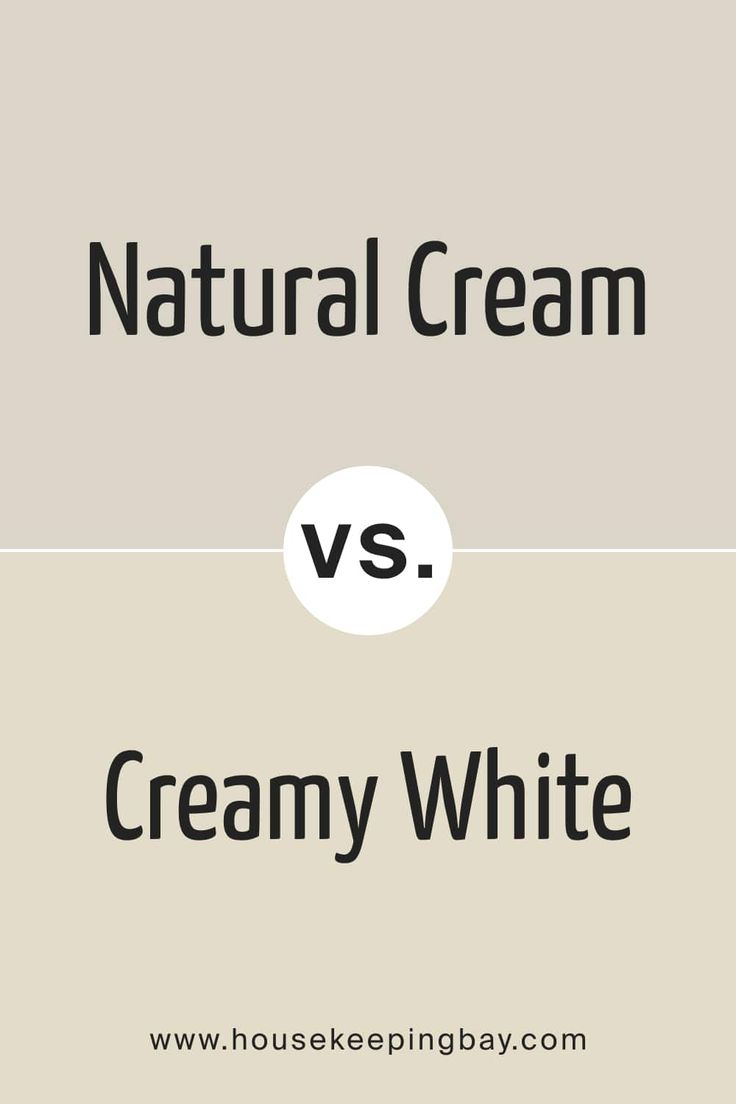 two different shades of cream and white with the words, natural cream vs creamy white