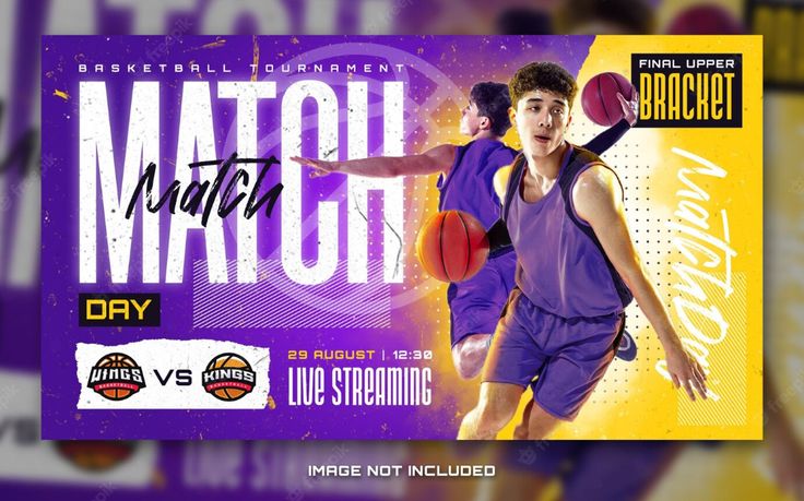 two basketball players in purple uniforms with the words match day on them and one player holding a ball