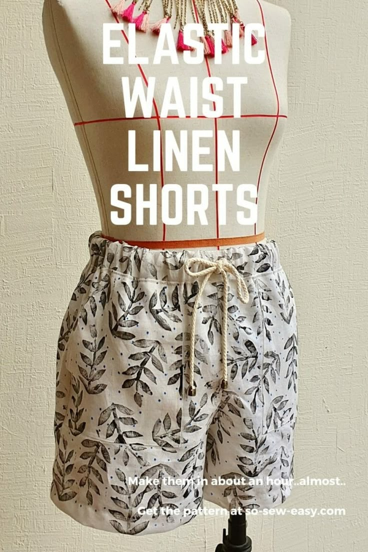 a mannequin wearing shorts with the words elastic waist linen short's on it