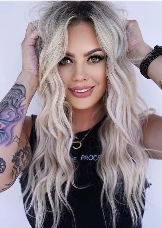 Long Blonde Hair Styles, Blonde Hair Dark Roots, Hair Dark Roots, Trendy We Fryzurach, Roots Blonde Hair, Baylage Hair, Blonde Hair Styles, Blonde Hair With Roots, Dark Roots Blonde