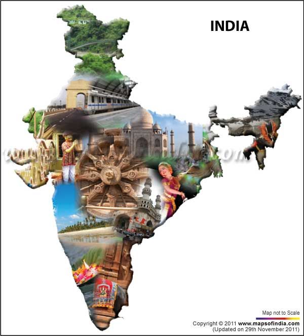 india map with all the major tourist attractions