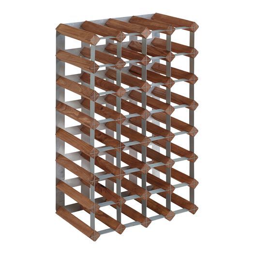 a wine rack made out of metal and wood