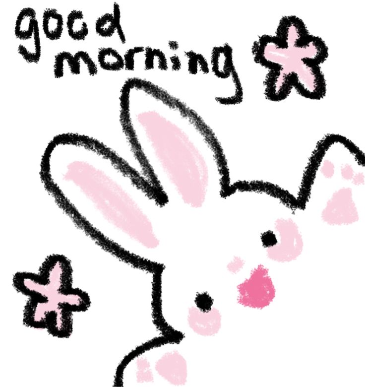 a drawing of a bunny with the words good morning on it's back side