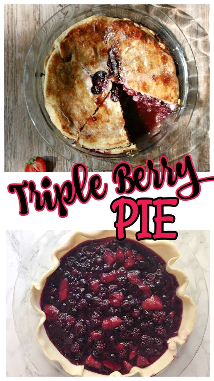 triple berry pie Triple Berry Pie From Frozen Berries, Triple Berry Pie Recipe, 3 Berry Pie Recipe, Triple Berry Pie With Frozen Berries, Bumble Berry Pie Recipe, Mixed Berry Pie With Frozen Berries, Mix Berry Pie, Three Berry Pie Recipe, Berry Pie Filling Recipe