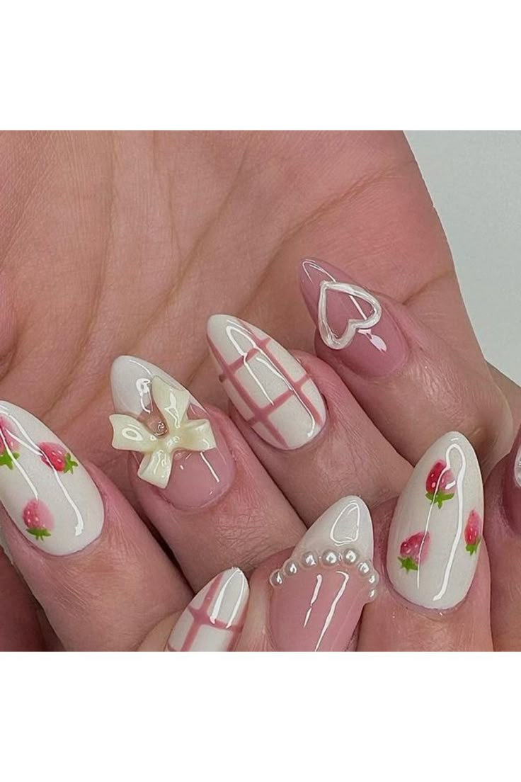 Stone Nails, Hello Nails, Cute Simple Nails, Girly Acrylic Nails, Blush Nails, Pretty Gel Nails, Really Cute Nails, Pink Nail, Nail Art Inspiration