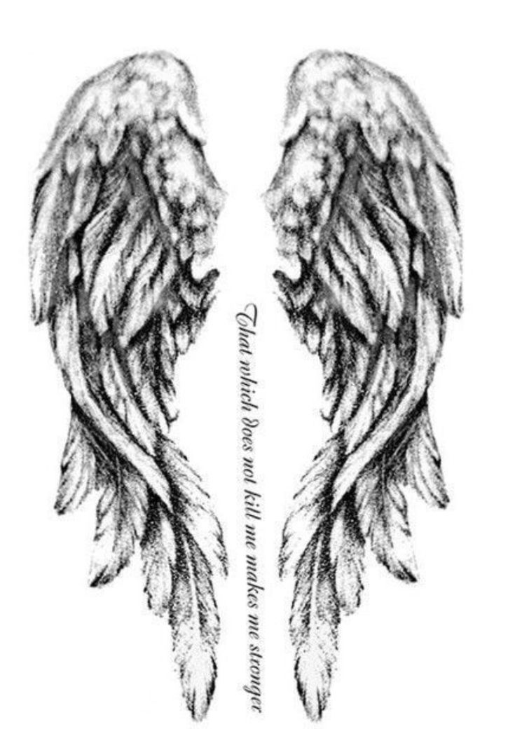 two black and white wings with the words love written on them in cursive writing