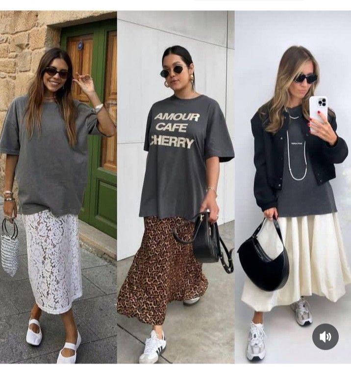 Tshirt Skirt Outfit, Oversized Shirt Outfit, Satin Outfits, Miami Outfits, Vegas Outfit, Maxi Dress Outfit, Artist Outfit, Tshirt Outfits, Fashion Week Street Style