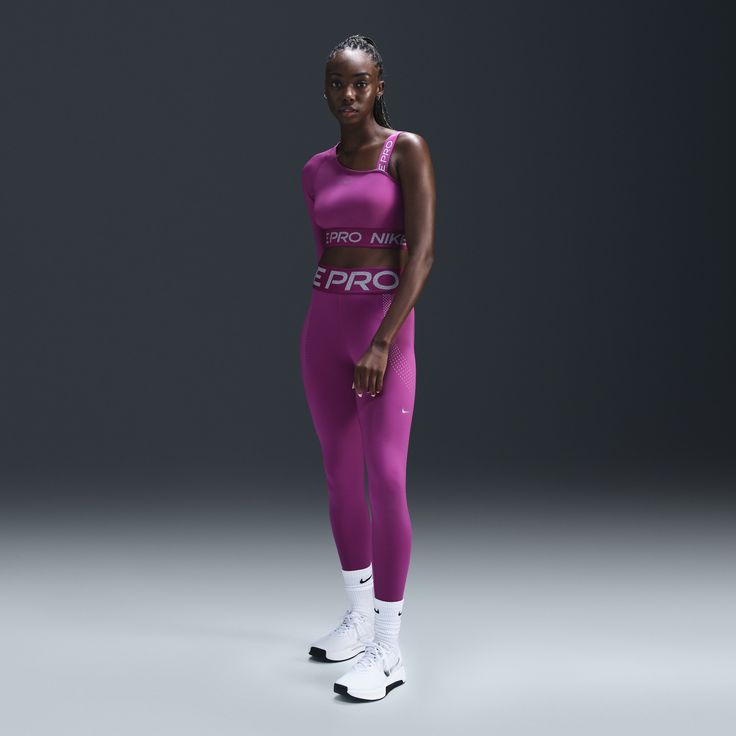 Push yourself harder in these Nike Pro Sculpt leggings. Thicker and stretchier than our classic Nike Pro material, midweight fabric delivers a smoothing sensation. With elevated details and reflective graphics, these brighten up your workout look. Legging Nike, Nike Pro Leggings, Push Yourself, Leggings Nike, Confident Style, Purple Leggings, Nike Leggings, Women Lifestyle, Pocket Leggings