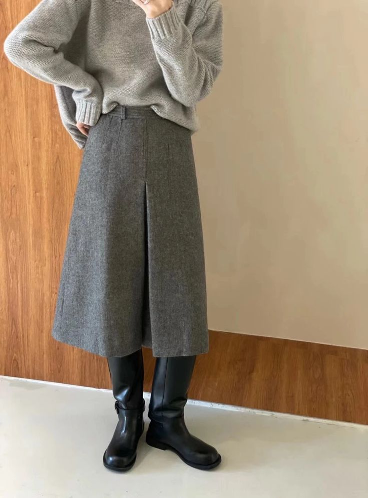 Lasaky - Professional English title: High-Waisted Wool Pleated A-Line Skirt with Winter Design Appeal Professional English, Pleated Tennis Skirt, Sheer Skirt, Winter Design, Mermaid Skirt, Wool Skirt, Casual Winter Outfits, Wool Skirts, Tennis Skirt