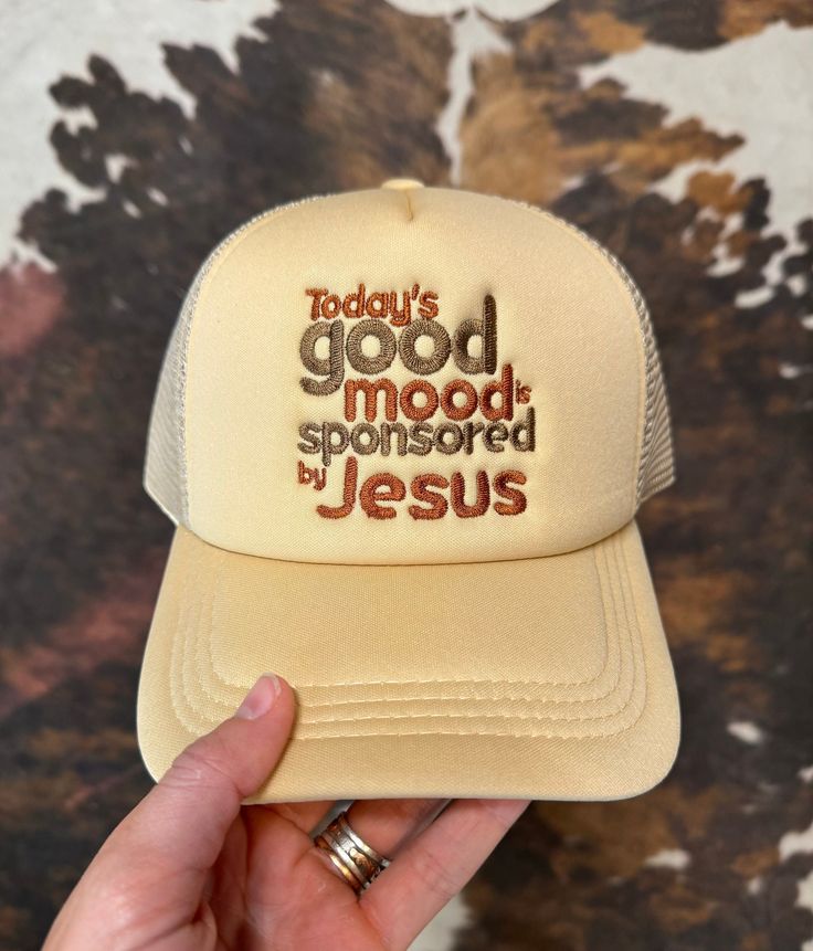 Get ready to be obsessed with your new Christian Embroidered Foam Trucker Hat! Keep up with the latest trends while also spreading your faith! Not only are these hats made in house but they are made with love!  Choose your hat color along with your thread color to fully make it your own creation! Our items are stitched on a commercial grade embroidery machine and made with high quality materials! Hats are one size fits most and 100% polyester! While they are durable, we suggest not fully submerging them in water!  Did we mention these make the perfect Christian gift?! Handmade with love by us for you! Foam Trucker Hat Embroidery, Christian Hats For Men, Christian Trucker Hats, Christian Gifts For Him, Embroidery Hat, Christian Apparel, Jesus Clothes, Christian Hats, Christian Shirts Designs