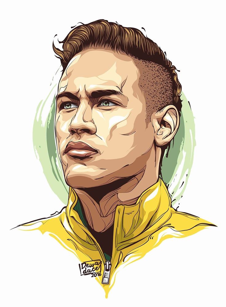 a drawing of a man wearing a yellow shirt and looking to the side with his eyes closed