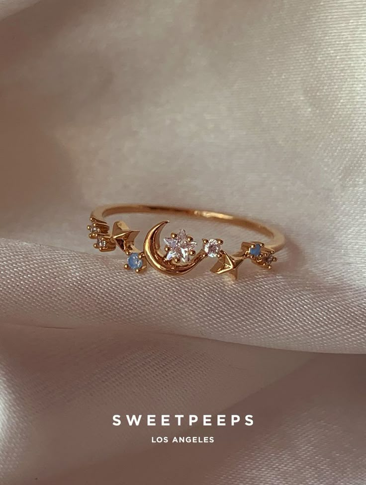 Peyton Blue Crescent Ring – SP Inc. Every Day Rings, Good Rings, Stylish Jewelry Accessories, Cute Promise Rings, Jewlery Rings, Ethereal Jewelry, Crescent Ring, Good American Jeans, Preppy Jewelry