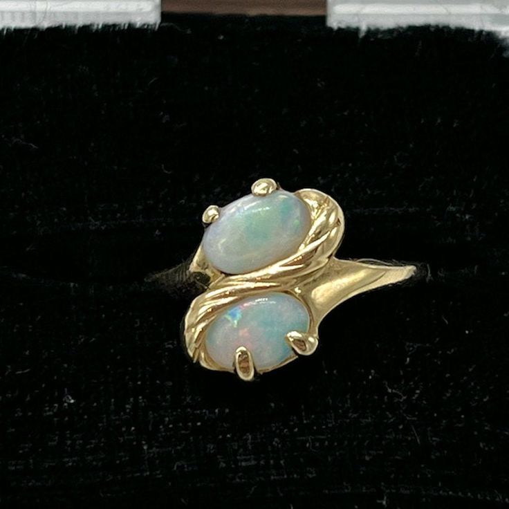 ⚓14k Gold Double Opal Ring Size 6.25 Solid 14k gold, stamped 14k. Not filled or plated. In excellent condition. We sell the highest quality vintage and pre-owned items! Free domestic shipping always! On its way to you in 1 business day. 30 day return policy! ⚓The Details Size 6.25 Two opal stones 1.74 mm band Weighs 3 grams ⚓Who We Are We are a small, family-owned business in Plymouth, MA. Located in the heart of Main Street, Main Street Jewelry Co.'s mission is to find one-of-a-kind, unique pie Vintage 14k Stamped Opal Ring For Formal Occasions, Vintage 14k Stamped Opal Ring Gift, Vintage Opal Ring Stamped 14k, Vintage 14k Stamped Opal Ring, Vintage Hallmarked Opal Ring For Anniversary, Heirloom Yellow Gold Opal Ring Collectible, Collectible Yellow Gold Opal Ring, Yellow Gold Opal Ring Collectible Antique Style, Vintage Opal Ring In 14k Gold