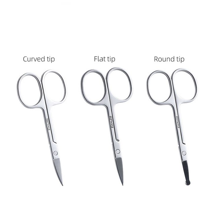 Mini Stainless Steel Portable Curved Mustache Eyebrow Nose Ear Hair Remover Scissor Trimmer Safety Dead Skin Removal, Small Scissors, Nail Cuticle, Ear Hair, Hair Remover, Head Design, Beauty Tool, Safety Tips, Stainless Steel Material